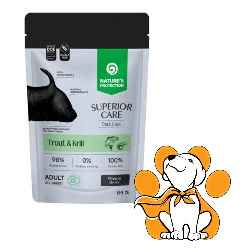 Nature's Protection Dark Coat Trout&Krill 85g, Vlažna Hrana Bez Žitarica Cene