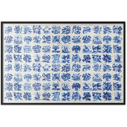  Plakat - Azulejos Tiles - traditional Portuguese ceramic tiles 60x40 Crni okvir Slike