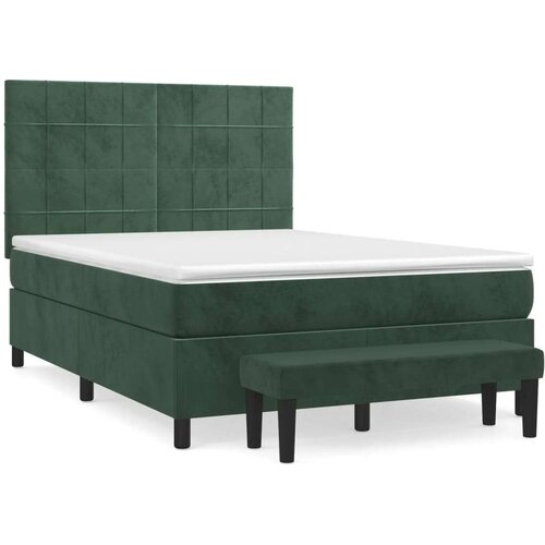VidaXL Krevet s oprugama i madracem tamnozeleni 140x190 cm bar&amp;scaron;unasti Slike