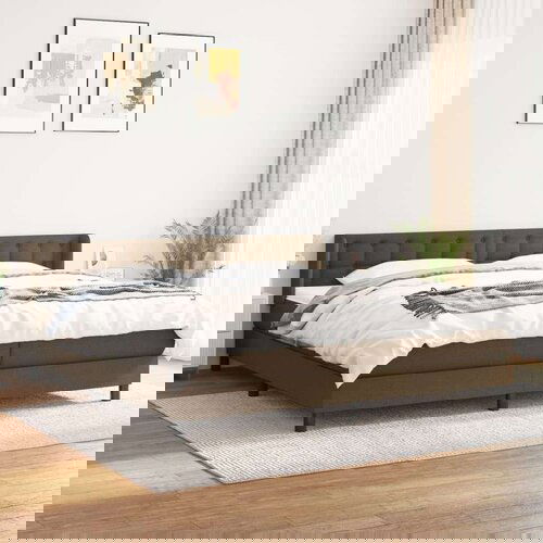  Krevet s oprugama i madracem tamnosmeđi 200x200 cm od tkanine Cijene