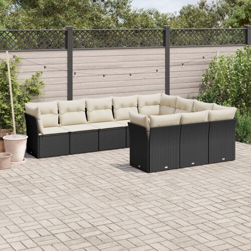 vidaXL 10-dijelni set vrtnih sofa s jastucima crni od poliratana Cijene