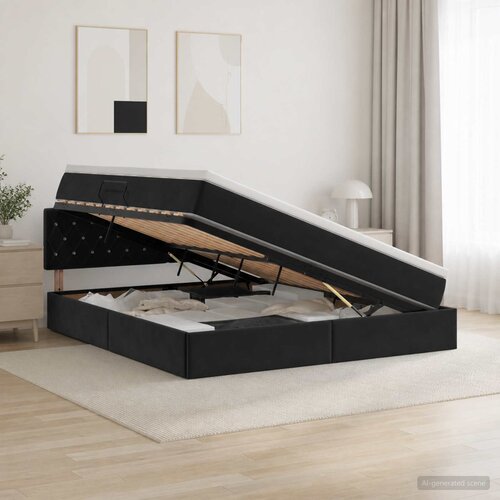  Krevet s od storage s uzglavljem Crna 160 x 200 cm Bar&scaron;un Cijene