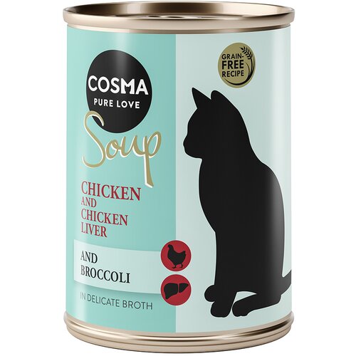 Cosma Ekonomično pakiranje Soup 12 x 100 g - Pileća prsa s pilećom jetrom i brokulom Cene