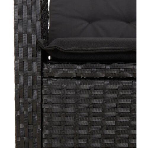  3-dijelni vrtni blagovaonski set s jastucima od poliratana crni Crna 90 cm table length Slike