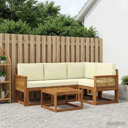  Set vanjskih sofa 5 kom. Prirodna i krem Poliester Slike