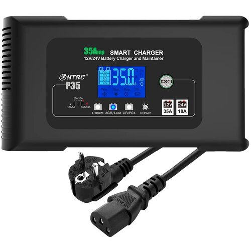 HTRC 35A Pametni polnilec avtomobatterij, Dvojna napetost (12V/24V), Inteligentni LCD zaslon, EU-vtič, (5000157674) Cene