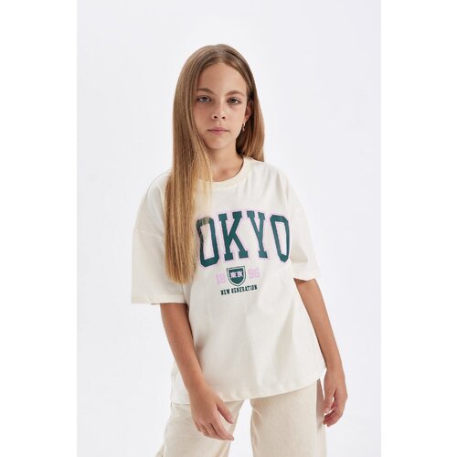 Defacto Girls Oversize Fit Crew Neck Printed Short Sleeve School T-Shirt Slike