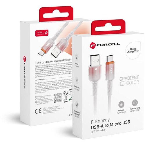 forcell F-ENERGY C351 kabl USB A na Micro USB QC3.0 2,4A 18W gradijent 1 m beli Cene