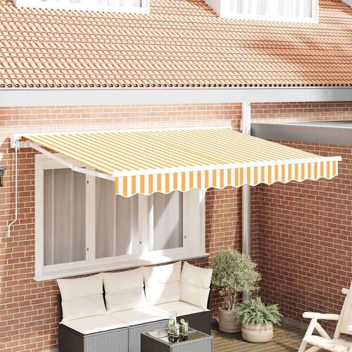  Skrovita tenda Žuta i bijela 250 x 200 cm Poliester i metal - Žuta i bijela (bijeli okvir) 2 5 x 2 m Ručna Cijene