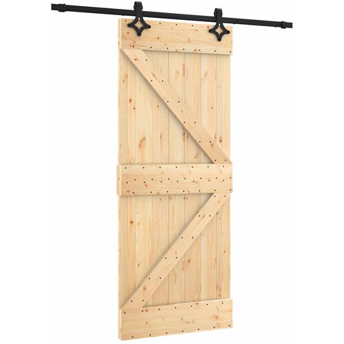  Klizna vrata Prirodna i crna 85 x 210 cm Čvrsta borovina Smeđa 200 x 5.5 x 210 cm Slike