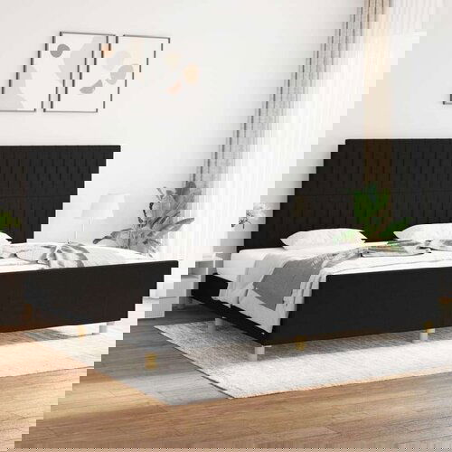  Posteljni okvir z vzglavjem črn 200x200 cm blago, (20904749) Slike