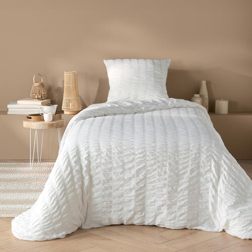 Douceur d intérieur Bijela posteljina za krevet za jednu osobu od krepa 140x200 cm Plissia – Cijene