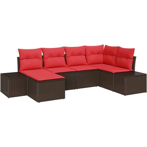 vidaXL Vrtna sedežna garnitura 6 pcs Rjava in rdeča 264 x 154 x 85 cm, (5000020482) Cene