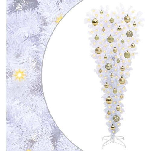VidaXL Umestno božično drevo med 150 LED Bela 120 cm PVC in jeklo, (5000111427) Slike