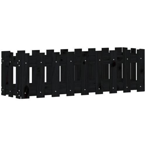 VidaXL Vrtna visoka greda z ograjico črna 100x30x30 cm trdna borovina, (20981686) Slike