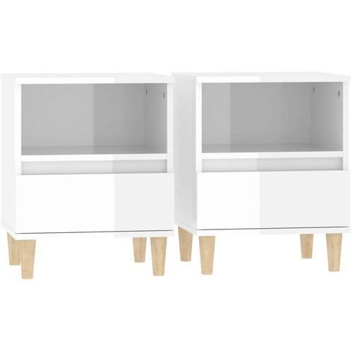 Maison Chic Dvo delni komplet Nočne omarice - Nočne mize visok sijaj bele 40x35x50 cm, (21688316) Slike