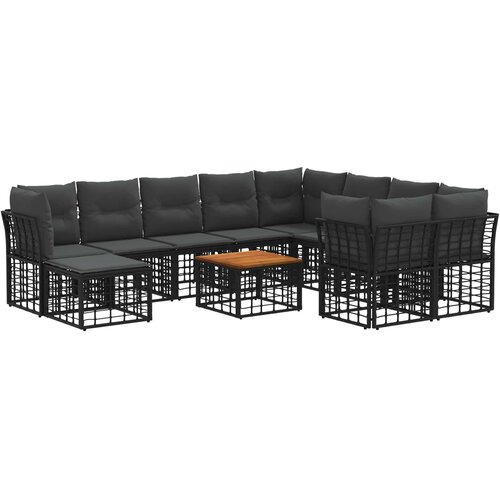  Set vanjskih sofa 11 kom. Crna i tamno siva poliratan Slike