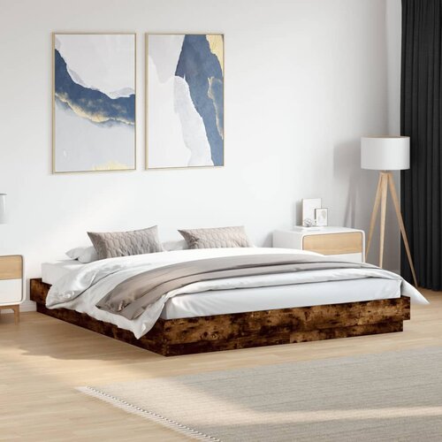Furnova Posteljni okvir dimljeni hrast 200x200 cm inženirski les, (21935371) Slike