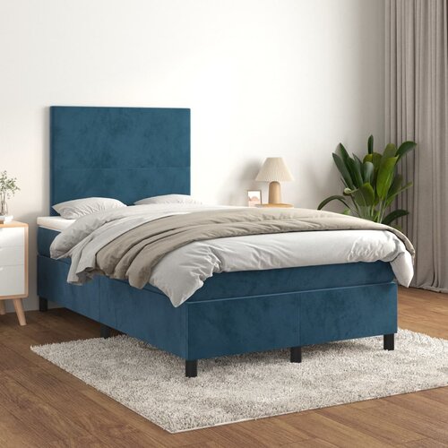 vidaXL Box spring postelja z vzmetnico temno modra 120x200 cm žamet Cene