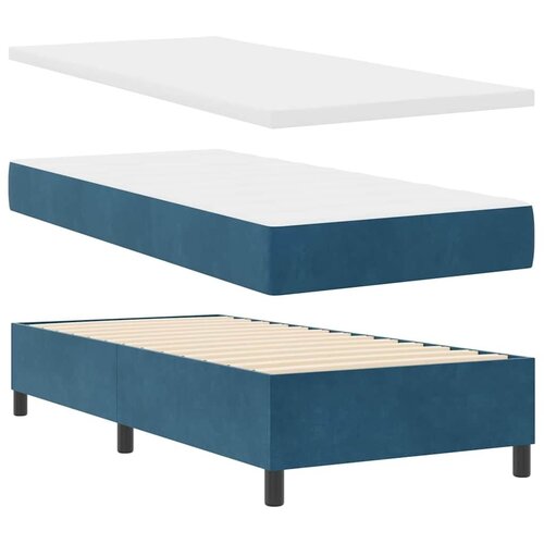 Box spring krevet s uzglavljem Plava 80 x 200 cm Bar&amp;scaron;un - Tamno plava 80 x 200 cm Pro&amp;scaron;iveno gumbima Slike