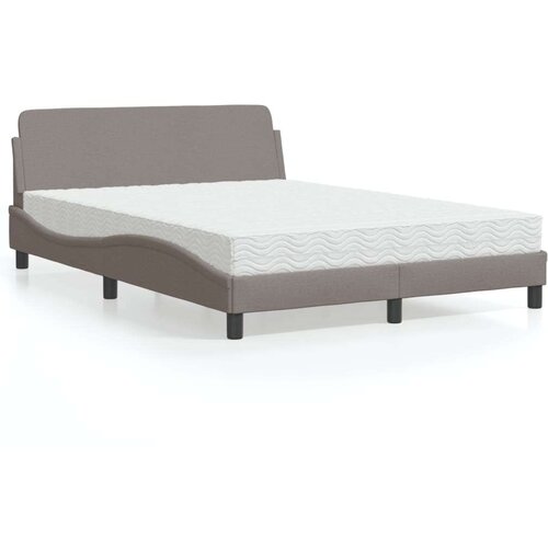 VidaXL Krevet s madracem smeđesivi 140x200 cm tkanina Slike