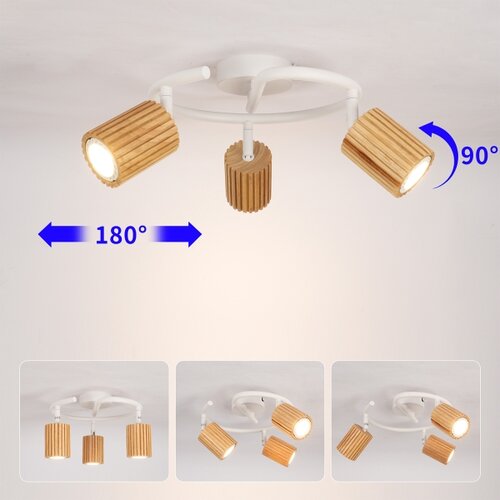  Brilagi - Stropna spot svetiljka MODERN WOOD 3xGU10/8W/230V drvo/bela Slike