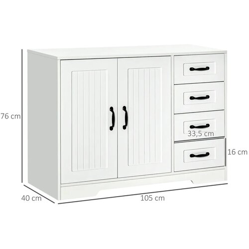  Komoda moderni stil 4 ladice 1 ormarić 105 cm x 40 cm x 76 cm bijela Slike