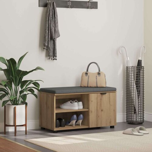  Haldna klop z blazino Enobarvno Umetni hrast 80 x 38 x 46 cm, (5000160671) Cene