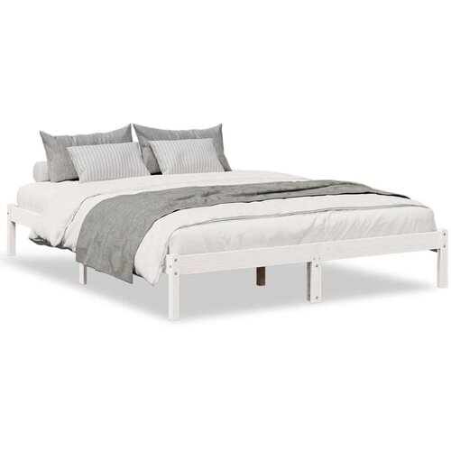 VidaXL Dugi okvir kreveta bez madraca bijeli 160 x 210 cm od borovine Slike
