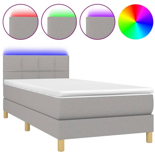 Maison Chic Box spring postelja - Vzmetna postelja z vzmetnico LED svetlo siva 80x200 cm blago SL2864, (21906899) Cene