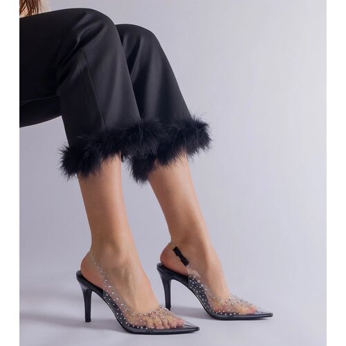  Transparent open-back stilettos adorned with rhinestones Urrutia Slike