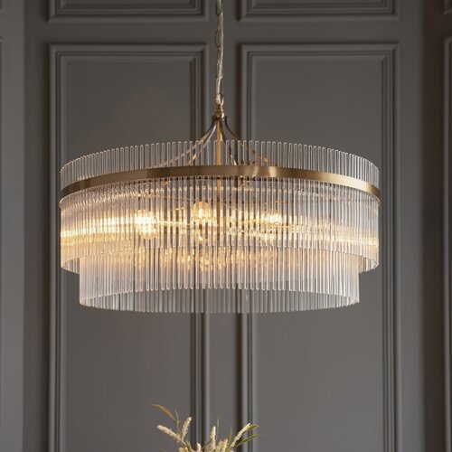  Endon 112574 - Luster na lancu MARIETTA GRAND 7xE14/7W/230V mesing/prozirno Slike