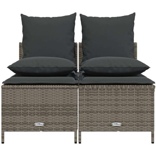  4-dijelni set vrtnih sofa od poliratana s jastucima sivi Slike