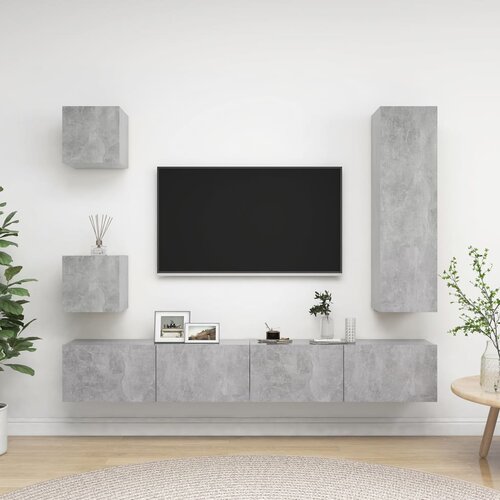 VidaXL Komplet TV omaric 5-delni betonsko siva iverna plo&amp;scaron;ča Slike