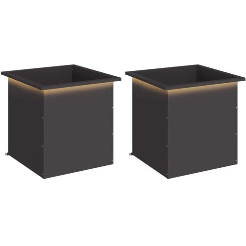  Vrtna posuda za sadnju s LED svjetlom 2 kom. Crna - Crna 50 x 50 x 48 cm 2 Slike