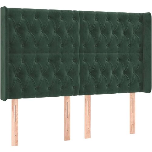  Uzglavlje s u&amp;scaron;ima tamnozeleno 147x16x118/128 cm bar&amp;scaron;unasti Slike