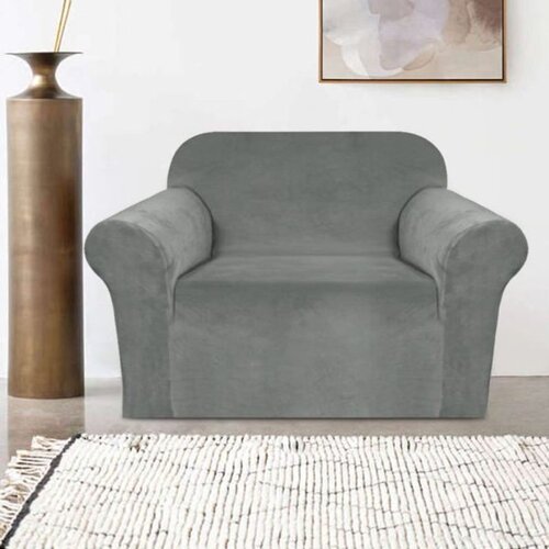 Rastegljiva navlaka Velvet-fotelja 80-120cm siva Slike