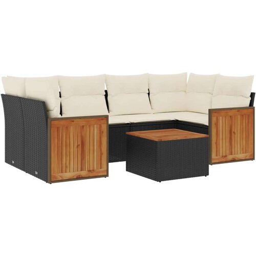 VidaXL 7-dijelni set vrtnih sofa od poliratana s jastucima crni Slike