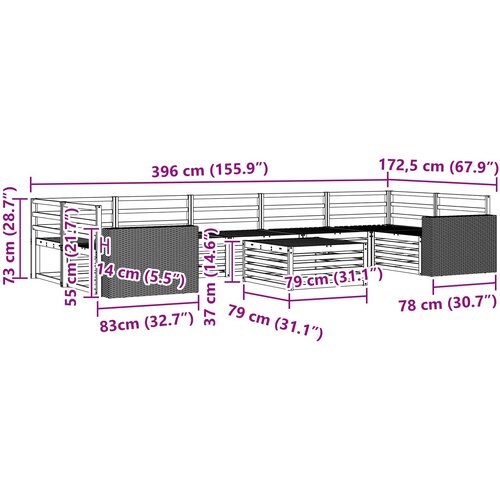  Set vanjskih sofa 8 kom. Prirodna Čvrsto drvo akacije Smeđa Slike