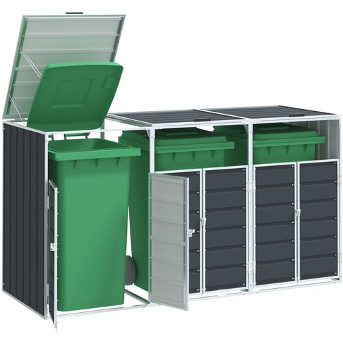 vidaXL Spremište za 2 kanta za otpad antracit 216x81x115 cm čelično Cijene