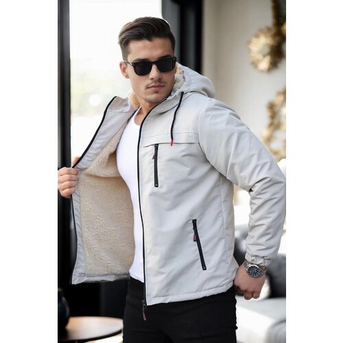 Dewberry 71189 Inside Faux F&amp;uuml;r Mens Coat-BEIGE Slike