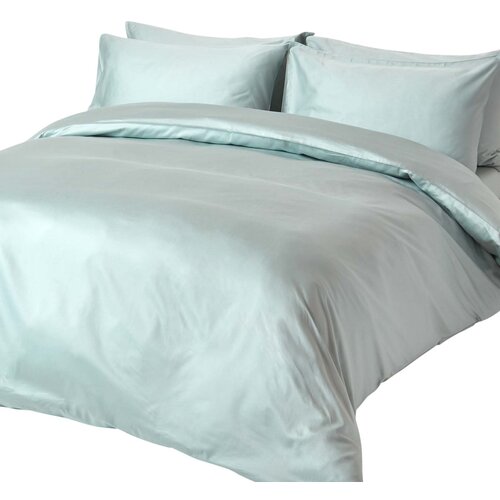HOMESCAPES duvet cover set iz organskega bombaža duck egg blue s 400 nitmi, 200x200 cm, (20740389) Cene