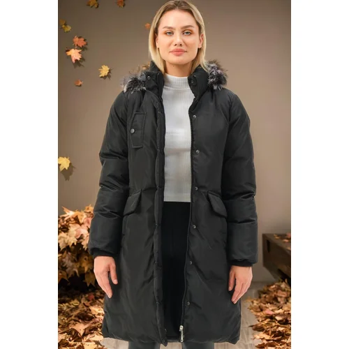 Dewberry Z6774 WOMEN'S COAT-PLAIN BLACK