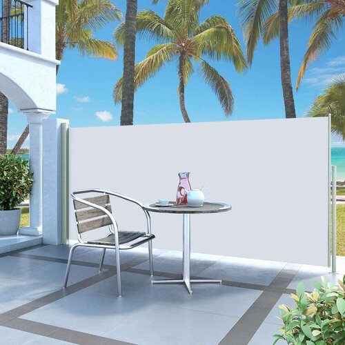 VidaXL Uvlačiva bočna tenda za terasu 140 x 300 cm krem Slike