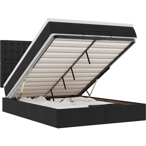 Maison Chic Otomanska Posteljni okvir - Dvoposteljna postelja - Zakonska postelja z vzmetnico & LEDs črna 140x200 cm Tkanina-J194, (21759495) Cene
