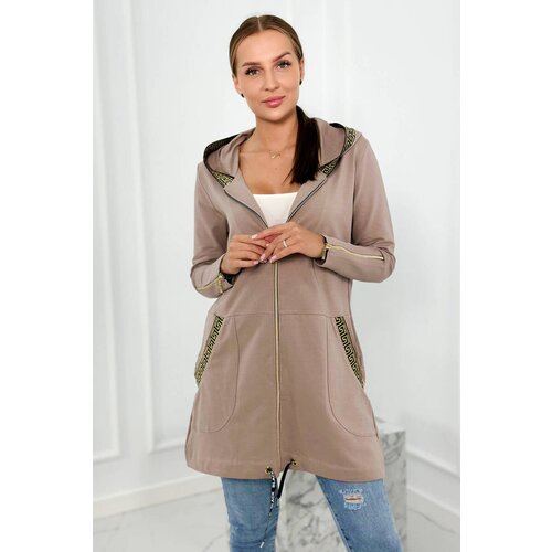 Kesi Sweatshirt with decorative belt dark beige Slike