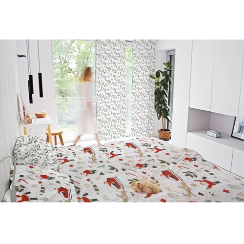 Butter Kings Bela/zelena zavesa iz bombažnega satena 110x250 cm Santa Likes Mistletoe &amp;ndash; Slike