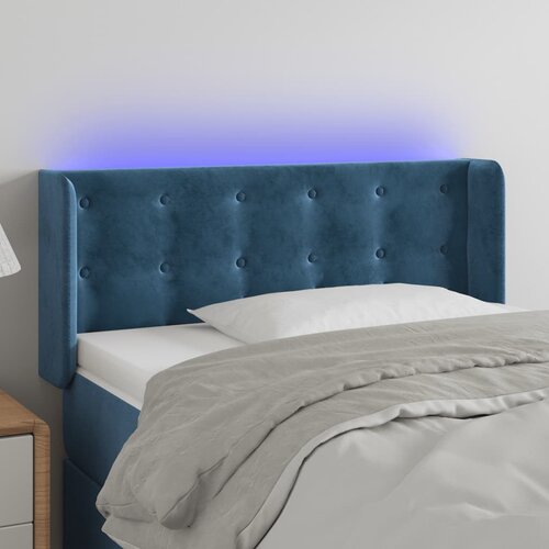 VidaXL LED posteljno vzglavje temno modro 83x16x78/88 cm žamet Slike
