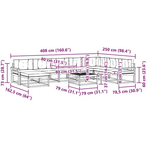  Set vanjskih sofa 9 kom. Bijela i antracit Slike