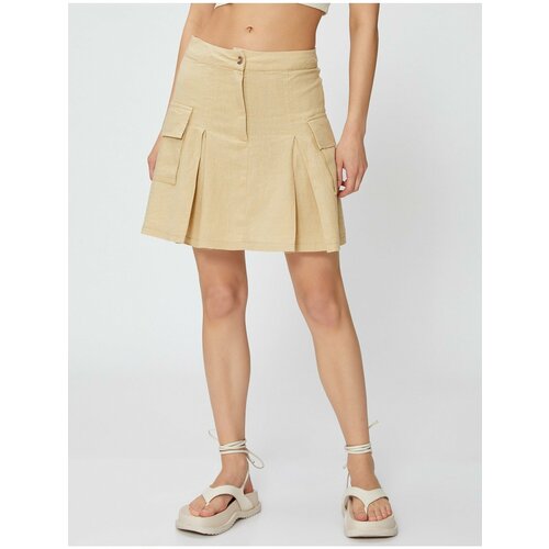 Koton Cargo Skirt Linen Blend Mini Pocket Detailed Pleated Slike